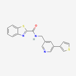 molecular formula C18H13N3OS2 B2911084 N-((5-(thiophen-3-yl)pyridin-3-yl)methyl)benzo[d]thiazole-2-carboxamide CAS No. 1706290-13-2