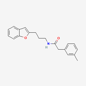 molecular formula C20H21NO2 B2911098 N-[3-(1-benzofuran-2-yl)propyl]-2-(3-methylphenyl)acetamide CAS No. 2034280-55-0