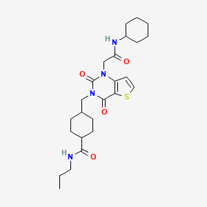 4-((1-(2-(cyclohexylamino)-2-oxoethyl)-2,4-dioxo-1,2-dihydrothieno[3,2-d]pyrimidin-3(4H)-yl)methyl)-N-propylcyclohexanecarboxamide