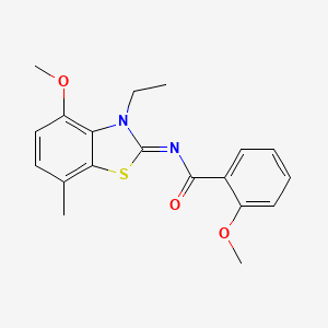 molecular formula C19H20N2O3S B2911125 N-[(2Z)-3-ethyl-4-methoxy-7-methyl-2,3-dihydro-1,3-benzothiazol-2-ylidene]-2-methoxybenzamide CAS No. 868370-51-8