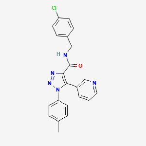 molecular formula C22H18ClN5O B2911135 N-[(4-chlorophenyl)methyl]-1-(4-methylphenyl)-5-(pyridin-3-yl)-1H-1,2,3-triazole-4-carboxamide CAS No. 1206990-99-9