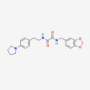 molecular formula C22H25N3O4 B2911183 N-[(2H-1,3-benzodioxol-5-yl)methyl]-N'-{2-[4-(pyrrolidin-1-yl)phenyl]ethyl}ethanediamide CAS No. 954070-96-3