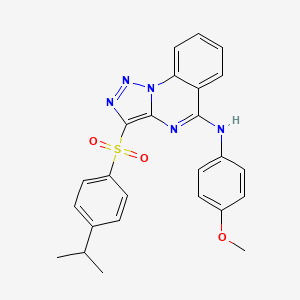 molecular formula C25H23N5O3S B2911211 N-(4-methoxyphenyl)-3-[4-(propan-2-yl)benzenesulfonyl]-[1,2,3]triazolo[1,5-a]quinazolin-5-amine CAS No. 899760-91-9