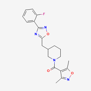 (3,5-Dimethylisoxazol-4-yl)(3-((3-(2-fluorophenyl)-1,2,4-oxadiazol-5-yl)methyl)piperidin-1-yl)methanone