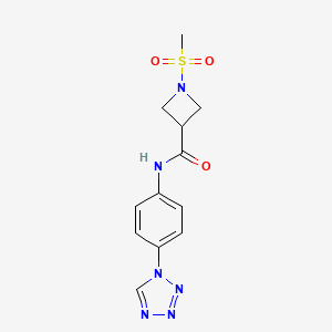 molecular formula C12H14N6O3S B2911222 N-(4-(1H-tetrazol-1-yl)phenyl)-1-(methylsulfonyl)azetidine-3-carboxamide CAS No. 1428362-48-4