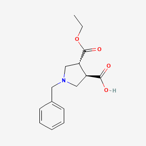 molecular formula C15H19NO4 B2911226 trans-1-Benzyl-4-(ethoxycarbonyl)pyrrolidine-3-carboxylic acid CAS No. 895243-39-7