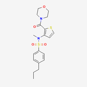 molecular formula C19H24N2O4S2 B2911227 N-methyl-N-(2-(morpholine-4-carbonyl)thiophen-3-yl)-4-propylbenzenesulfonamide CAS No. 1251671-49-4