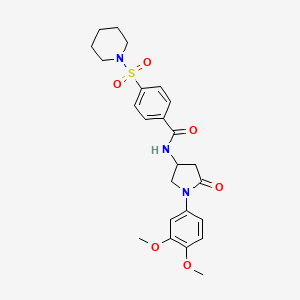 N-(1-(3,4-dimethoxyphenyl)-5-oxopyrrolidin-3-yl)-4-(piperidin-1-ylsulfonyl)benzamide