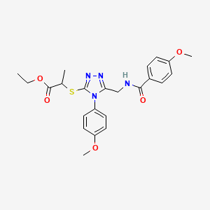 Ethyl 2-[[5-[[(4-methoxybenzoyl)amino]methyl]-4-(4-methoxyphenyl)-1,2,4-triazol-3-yl]sulfanyl]propanoate