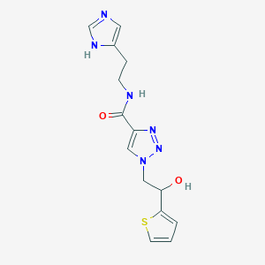 molecular formula C14H16N6O2S B2911262 N-(2-(1H-imidazol-4-yl)ethyl)-1-(2-hydroxy-2-(thiophen-2-yl)ethyl)-1H-1,2,3-triazole-4-carboxamide CAS No. 2034256-24-9