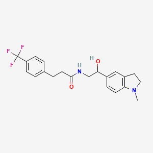 molecular formula C21H23F3N2O2 B2911263 N-(2-hydroxy-2-(1-methylindolin-5-yl)ethyl)-3-(4-(trifluoromethyl)phenyl)propanamide CAS No. 1706198-31-3