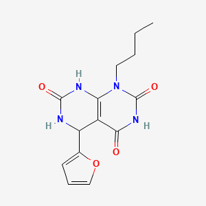 molecular formula C14H16N4O4 B2911271 1-butyl-5-(furan-2-yl)-5,6-dihydropyrimido[4,5-d]pyrimidine-2,4,7(1H,3H,8H)-trione CAS No. 1170406-22-0