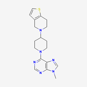 molecular formula C18H22N6S B2911282 5-[1-(9-Methylpurin-6-yl)piperidin-4-yl]-6,7-dihydro-4H-thieno[3,2-c]pyridine CAS No. 2380041-26-7
