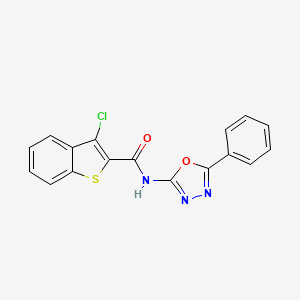 molecular formula C17H10ClN3O2S B2911283 3-chloro-N-(5-phenyl-1,3,4-oxadiazol-2-yl)benzo[b]thiophene-2-carboxamide CAS No. 865287-42-9