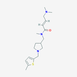 molecular formula C18H29N3OS B2911291 (E)-4-(Dimethylamino)-N-methyl-N-[[1-[(5-methylthiophen-2-yl)methyl]pyrrolidin-3-yl]methyl]but-2-enamide CAS No. 2411333-25-8