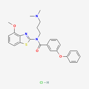 molecular formula C26H28ClN3O3S B2911292 N-(3-(dimethylamino)propyl)-N-(4-methoxybenzo[d]thiazol-2-yl)-3-phenoxybenzamide hydrochloride CAS No. 1215455-58-5