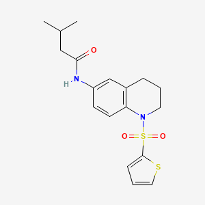 molecular formula C18H22N2O3S2 B2911293 3-methyl-N-(1-thiophen-2-ylsulfonyl-3,4-dihydro-2H-quinolin-6-yl)butanamide CAS No. 942006-84-0
