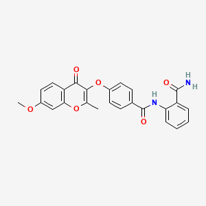 molecular formula C25H20N2O6 B2911294 2-{[4-(7-Methoxy-2-methyl-4-oxochromen-3-yloxy)phenyl]carbonylamino}benzamide CAS No. 951941-17-6
