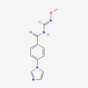molecular formula C12H12N4O2 B2911306 4-(1H-imidazol-1-yl)-N-[(methoxyimino)methyl]benzenecarboxamide CAS No. 303994-95-8