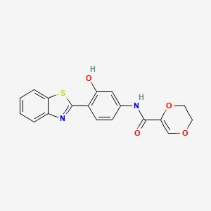 N-[(4Z)-4-(3H-1,3-benzothiazol-2-ylidene)-3-oxocyclohexa-1,5-dien-1-yl]-2,3-dihydro-1,4-dioxine-5-carboxamide