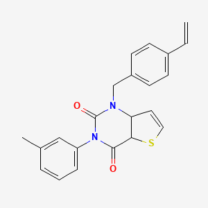 molecular formula C22H18N2O2S B2911350 1-[(4-ethenylphenyl)methyl]-3-(3-methylphenyl)-1H,2H,3H,4H-thieno[3,2-d]pyrimidine-2,4-dione CAS No. 1326865-43-3