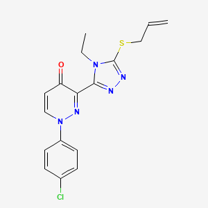 molecular formula C17H16ClN5OS B2911355 3-[5-(allylsulfanyl)-4-ethyl-4H-1,2,4-triazol-3-yl]-1-(4-chlorophenyl)-4(1H)-pyridazinone CAS No. 478077-59-7