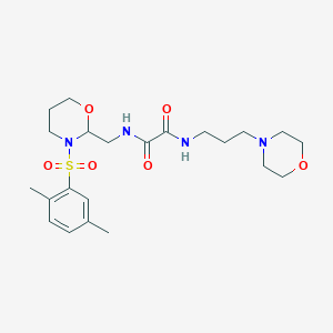 molecular formula C22H34N4O6S B2911356 N-{[3-(2,5-dimethylbenzenesulfonyl)-1,3-oxazinan-2-yl]methyl}-N'-[3-(morpholin-4-yl)propyl]ethanediamide CAS No. 872724-29-3