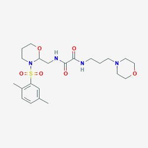 molecular formula C22H34N4O6S B2911356 N1-((3-((2,5-dimethylphenyl)sulfonyl)-1,3-oxazinan-2-yl)methyl)-N2-(3-morpholinopropyl)oxalamide CAS No. 872724-29-3