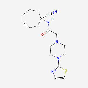 molecular formula C17H25N5OS B2911359 N-(1-cyanocycloheptyl)-2-[4-(1,3-thiazol-2-yl)piperazin-1-yl]acetamide CAS No. 1050572-55-8