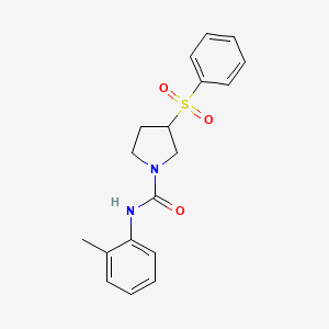 molecular formula C18H20N2O3S B2911362 3-(phenylsulfonyl)-N-(o-tolyl)pyrrolidine-1-carboxamide CAS No. 1705770-64-4