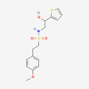 molecular formula C15H19NO4S2 B2911381 N-(2-hydroxy-2-(thiophen-2-yl)ethyl)-2-(4-methoxyphenyl)ethanesulfonamide CAS No. 1351586-55-4