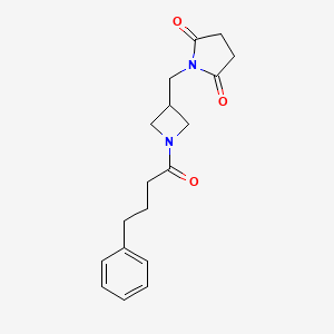 molecular formula C18H22N2O3 B2911396 1-{[1-(4-Phenylbutanoyl)azetidin-3-yl]methyl}pyrrolidine-2,5-dione CAS No. 2097888-29-2