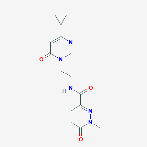molecular formula C15H17N5O3 B2911407 N-(2-(4-cyclopropyl-6-oxopyrimidin-1(6H)-yl)ethyl)-1-methyl-6-oxo-1,6-dihydropyridazine-3-carboxamide CAS No. 2034544-37-9