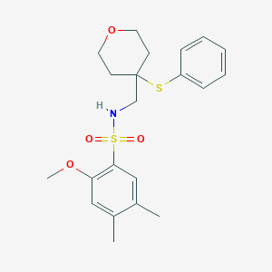 2-methoxy-4,5-dimethyl-N-((4-(phenylthio)tetrahydro-2H-pyran-4-yl)methyl)benzenesulfonamide