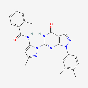 N-(1-(1-(3,4-dimethylphenyl)-4-oxo-4,5-dihydro-1H-pyrazolo[3,4-d]pyrimidin-6-yl)-3-methyl-1H-pyrazol-5-yl)-2-methylbenzamide