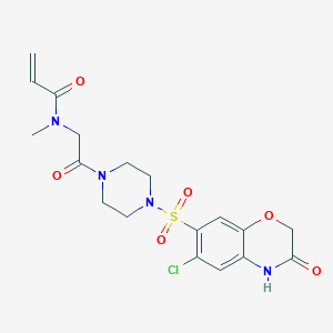 N-[2-[4-[(6-Chloro-3-oxo-4H-1,4-benzoxazin-7-yl)sulfonyl]piperazin-1-yl]-2-oxoethyl]-N-methylprop-2-enamide