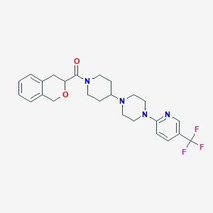 molecular formula C25H29F3N4O2 B2911423 Isochroman-3-yl(4-(4-(5-(trifluoromethyl)pyridin-2-yl)piperazin-1-yl)piperidin-1-yl)methanone CAS No. 2034525-17-0