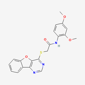 molecular formula C20H17N3O4S B2911444 2-(benzofuro[3,2-d]pyrimidin-4-ylthio)-N-(2,4-dimethoxyphenyl)acetamide CAS No. 846065-09-6