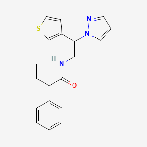 molecular formula C19H21N3OS B2911454 N-(2-(1H-pyrazol-1-yl)-2-(thiophen-3-yl)ethyl)-2-phenylbutanamide CAS No. 2034493-12-2