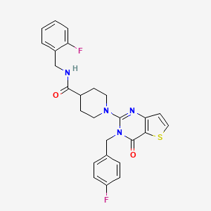 molecular formula C26H24F2N4O2S B2911463 N-(2-fluorobenzyl)-1-(3-(4-fluorobenzyl)-4-oxo-3,4-dihydrothieno[3,2-d]pyrimidin-2-yl)piperidine-4-carboxamide CAS No. 1112412-40-4