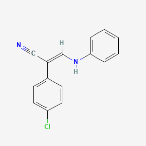 molecular formula C15H11ClN2 B2911482 3-Anilino-2-(4-chlorophenyl)acrylonitrile CAS No. 1089302-54-4
