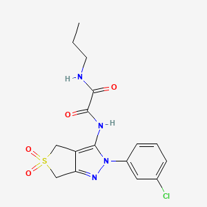 molecular formula C16H17ClN4O4S B2911492 N'-[2-(3-chlorophenyl)-5,5-dioxo-2H,4H,6H-5lambda6-thieno[3,4-c]pyrazol-3-yl]-N-propylethanediamide CAS No. 899989-98-1