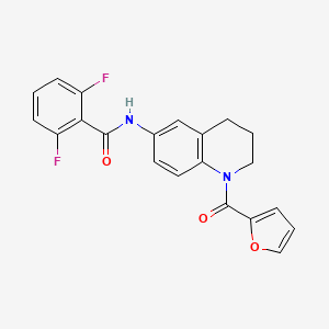 molecular formula C21H16F2N2O3 B2911499 2,6-difluoro-N-[1-(2-furoyl)-1,2,3,4-tetrahydroquinolin-6-yl]benzamide CAS No. 1005298-38-3