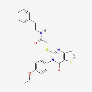 molecular formula C24H25N3O3S2 B2911503 2-((3-(4-ethoxyphenyl)-4-oxo-3,4,6,7-tetrahydrothieno[3,2-d]pyrimidin-2-yl)thio)-N-phenethylacetamide CAS No. 686772-56-5