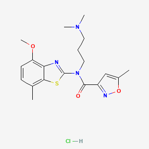 molecular formula C19H25ClN4O3S B2911505 N-(3-(dimethylamino)propyl)-N-(4-methoxy-7-methylbenzo[d]thiazol-2-yl)-5-methylisoxazole-3-carboxamide hydrochloride CAS No. 1330265-96-7