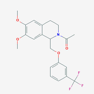 molecular formula C21H22F3NO4 B2911508 1-(6,7-dimethoxy-1-((3-(trifluoromethyl)phenoxy)methyl)-3,4-dihydroisoquinolin-2(1H)-yl)ethanone CAS No. 486452-10-2