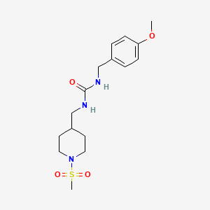 molecular formula C16H25N3O4S B2911509 1-(4-Methoxybenzyl)-3-((1-(methylsulfonyl)piperidin-4-yl)methyl)urea CAS No. 1235621-99-4