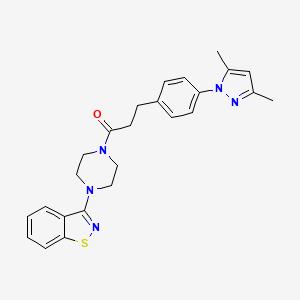 molecular formula C25H27N5OS B2911511 1-(4-(benzo[d]isothiazol-3-yl)piperazin-1-yl)-3-(4-(3,5-dimethyl-1H-pyrazol-1-yl)phenyl)propan-1-one CAS No. 2034544-22-2