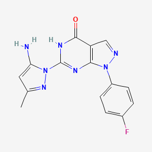 6-(5-amino-3-methyl-1H-pyrazol-1-yl)-1-(4-fluorophenyl)-1H-pyrazolo[3,4-d]pyrimidin-4(5H)-one