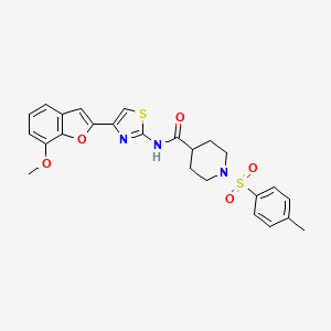 N-(4-(7-methoxybenzofuran-2-yl)thiazol-2-yl)-1-tosylpiperidine-4-carboxamide